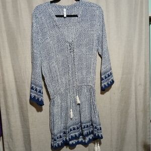 CoolChange Blue and White Geometric Chloe Tunic  Swimin Cover-up‎ Size M